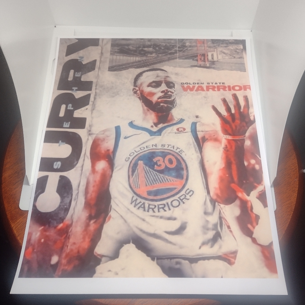 STEPHEN CURRY WARRIORS 8.5x11 ULTRA GLOSSY REPRINT COLOR ART BASKETBALL POSTER🔥